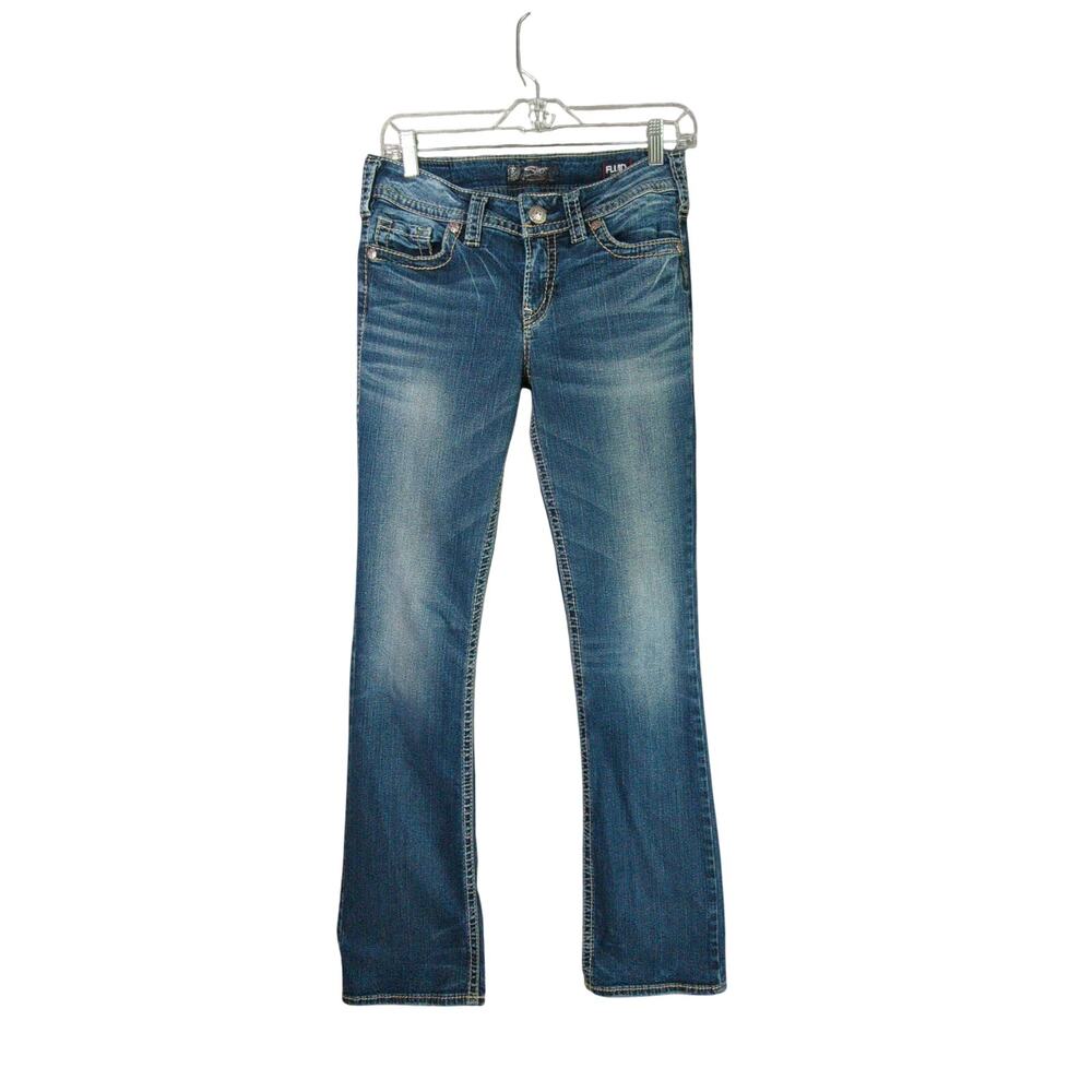 Silver Suki Jeans Womens 29x33 Blue Mid Slim Stretch Bootcut